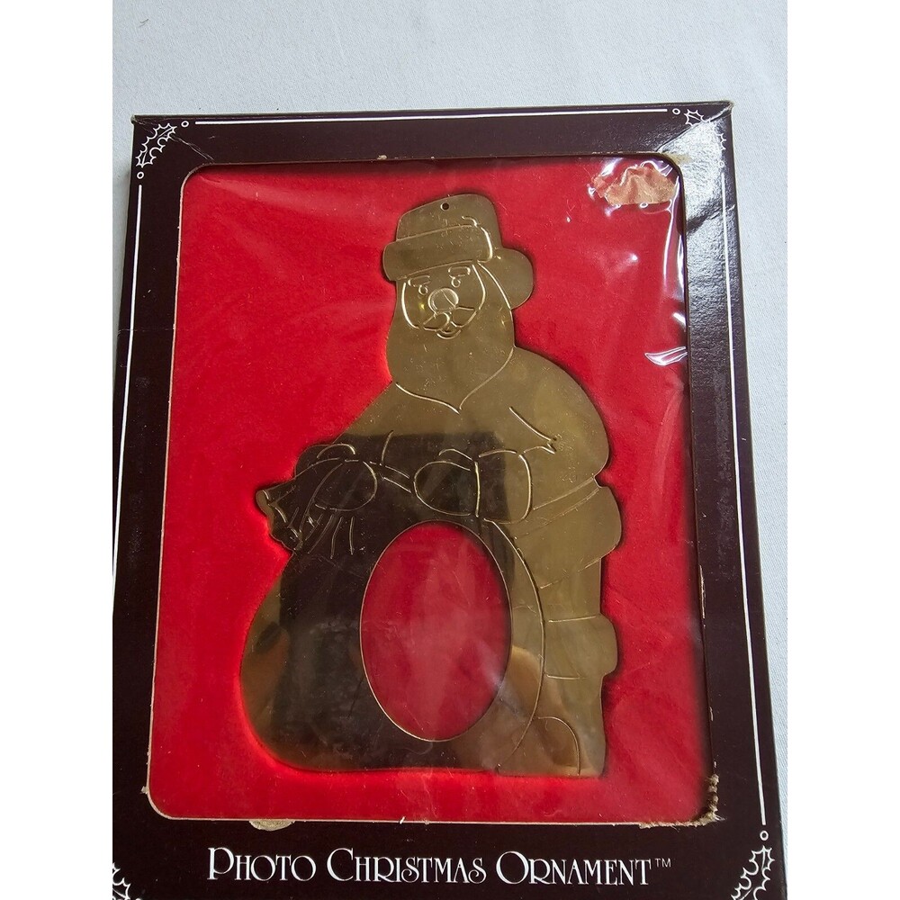 Vintage 1979 Santa Christmas Photo Frame Ornament Burnes of Boston